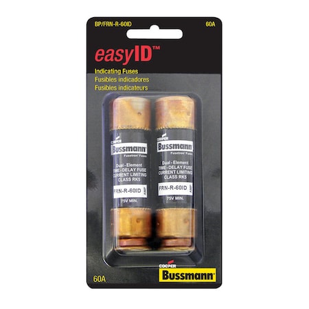 Eaton Bussmann Midget Fuse, FRN-R Series, Time-Delay, 60A, 250V AC, 20kA DC BP/FRN-R-60ID